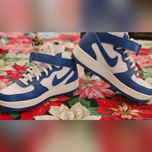 Nike Blue and White High-Top Sneakers